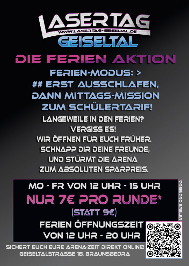 Die Ferienaktion f&uuml; die Sommerferien in Sachsen Anhalt im Lasertag Geiseltal
