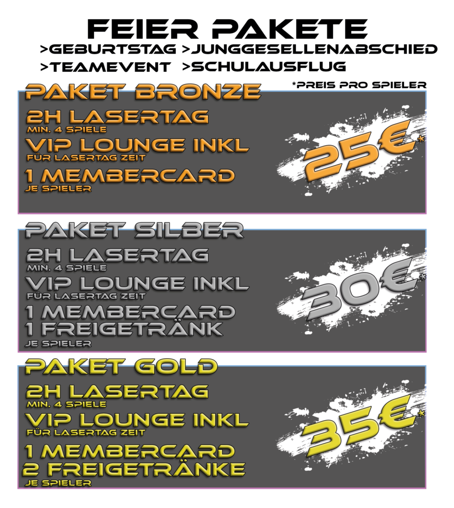 Feier Pakete der Lasertag Arena in Braunsbedra